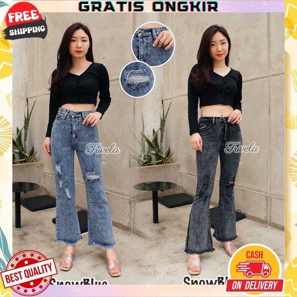 Jeans Cutbray Wanita Jeans Highwaist Cutbray Suga Flare Streetch Jeans Celana Panjang Jeans Wanita I