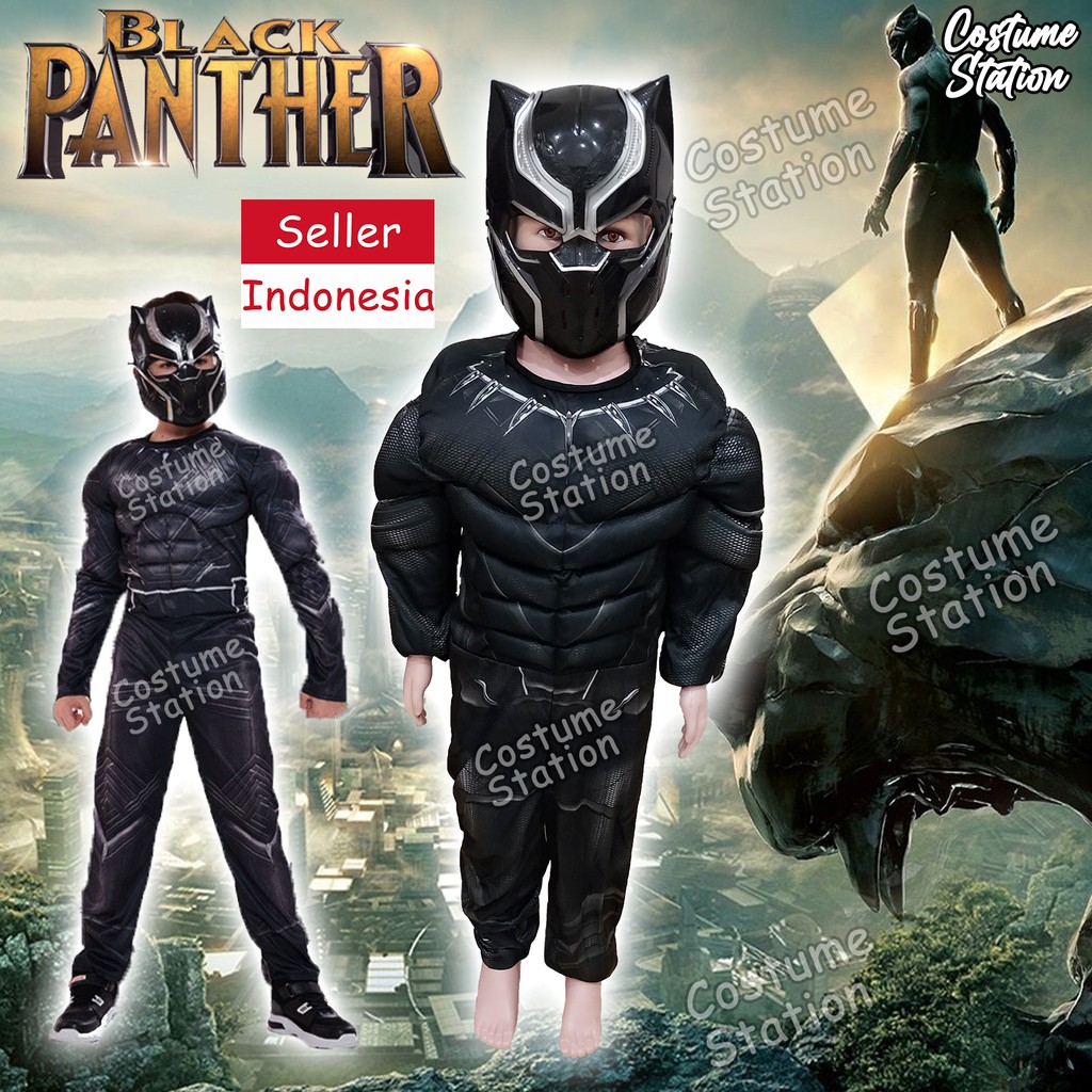 Kostum Superhero Black Panther Avengers / Costume Avenger Marvel anak laki