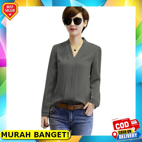 Import Over Size Ootd Lengan Pendek Pakaian Wanita Kemeja Wanita Y5K2 Casual Kekinian Lengan Panjang