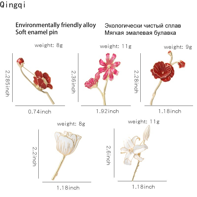 Bros Pin Desain Bunga Tulip Daisy Warna Putih Merah Gaya Klasik Elegan Untuk Hadiah Perhiasan Wanita