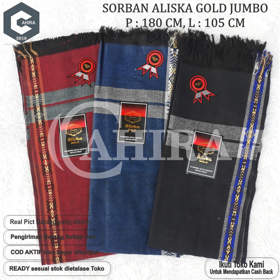 SORBAN ALISKA GOLD SORBAN PANJANG JUMBO SUPER TEBAL