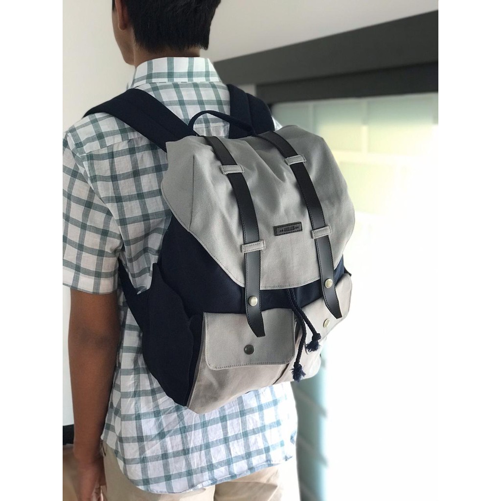 TAS RANSEL LAPTOP UNISEX KANVAS HEEJOU MUDY NAVY