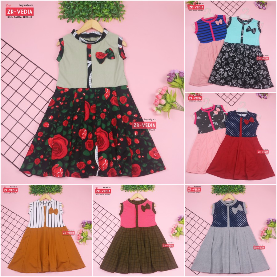 Dress Bilqis uk 4-5 Tahun / Dres Yukensi Murah Grosir Baju Anak Perempuan Harian Gaun Pesta Import