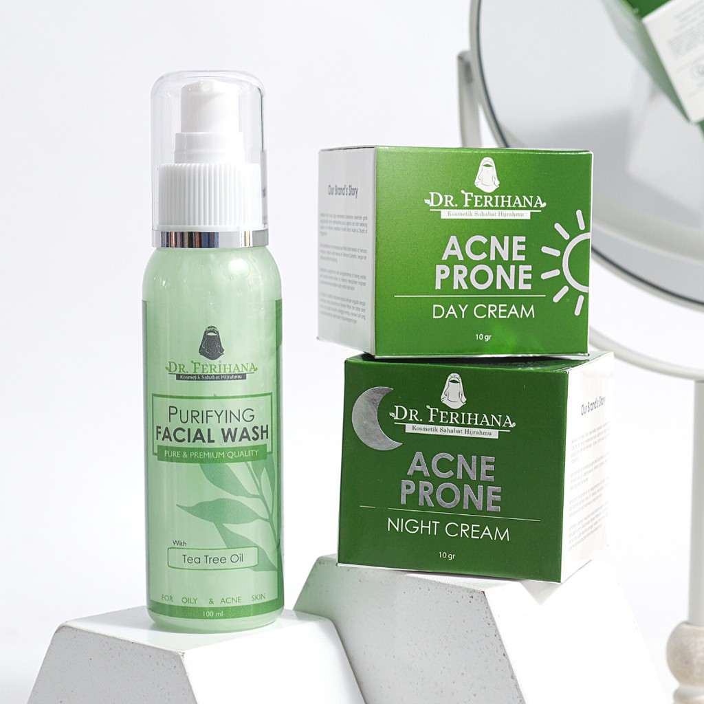 [Paket Acne] Dr. Ferihana (Facial Wash &amp; Day Cream&amp; Night Cream) Mengatasi Kulit Berjerawat &amp; Kusam Mengurangi Minyak Berlebih Skincare Kecantikan BPOM