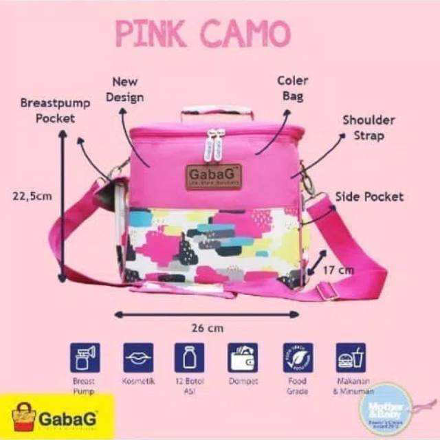 GABAG Cooler Bag Single Sling - PINK CAMO Thermal Bag Tas ASI Coolerbag