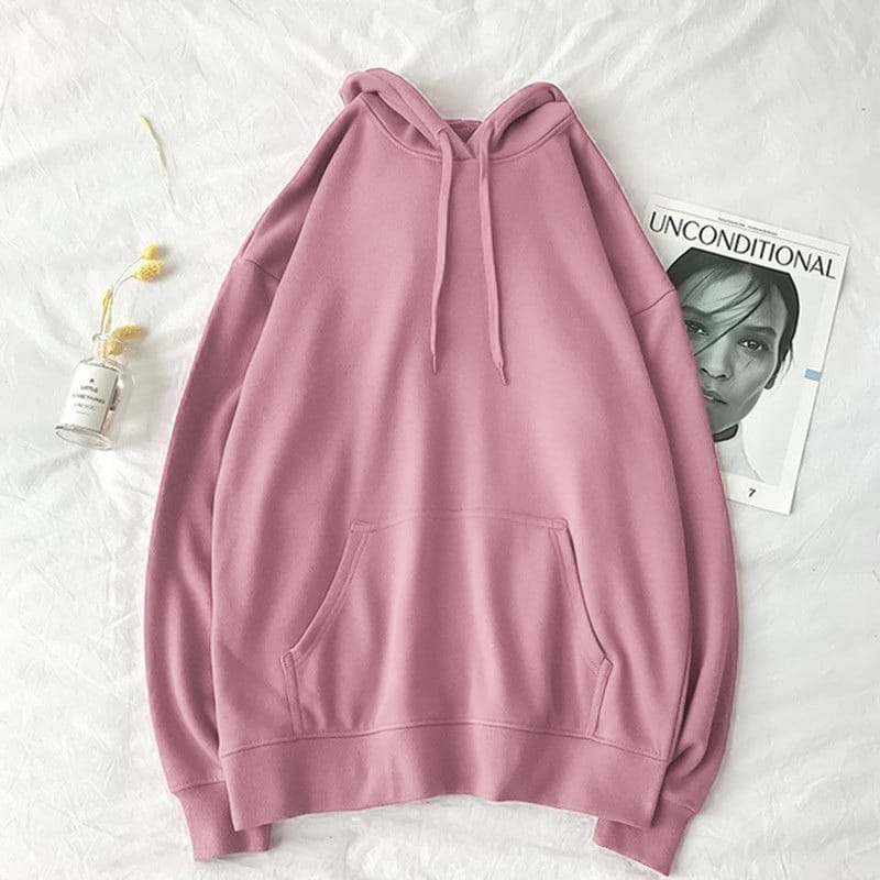 Basic Hoodie Polos Wanita Pria Ukuran Anak Tanggung dan dewasa