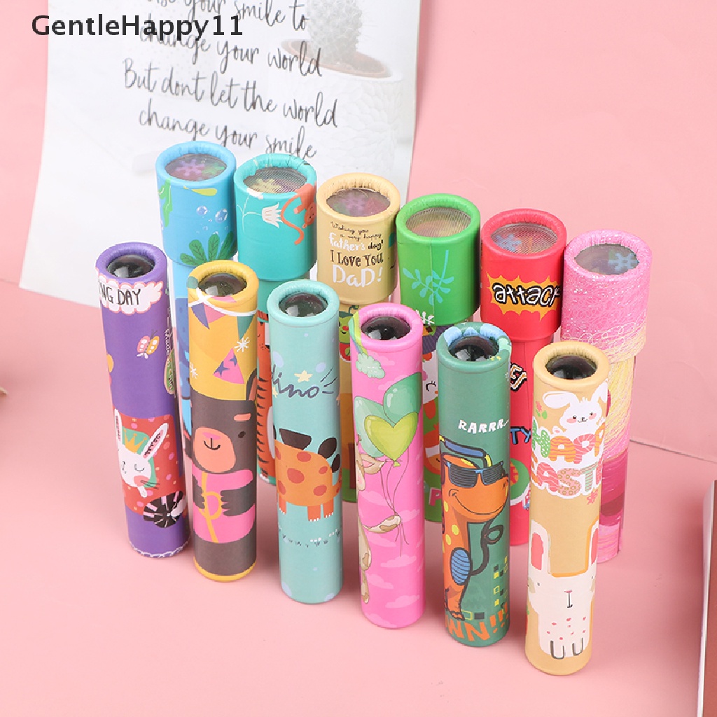 Gentlehappy 1Pc Mainan Edukasi Kaleidoskop Putar Motif Kartun Untuk Anak