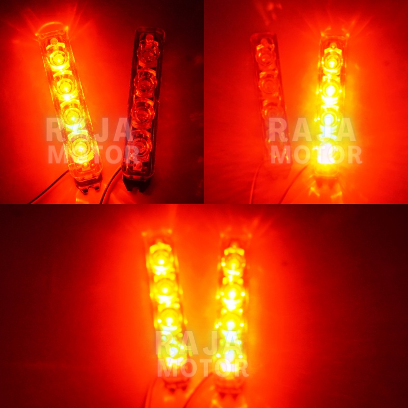 Lampu Motor DRL Kedip Strobe Blitz 8 LED 2 mode Universal Motor-3