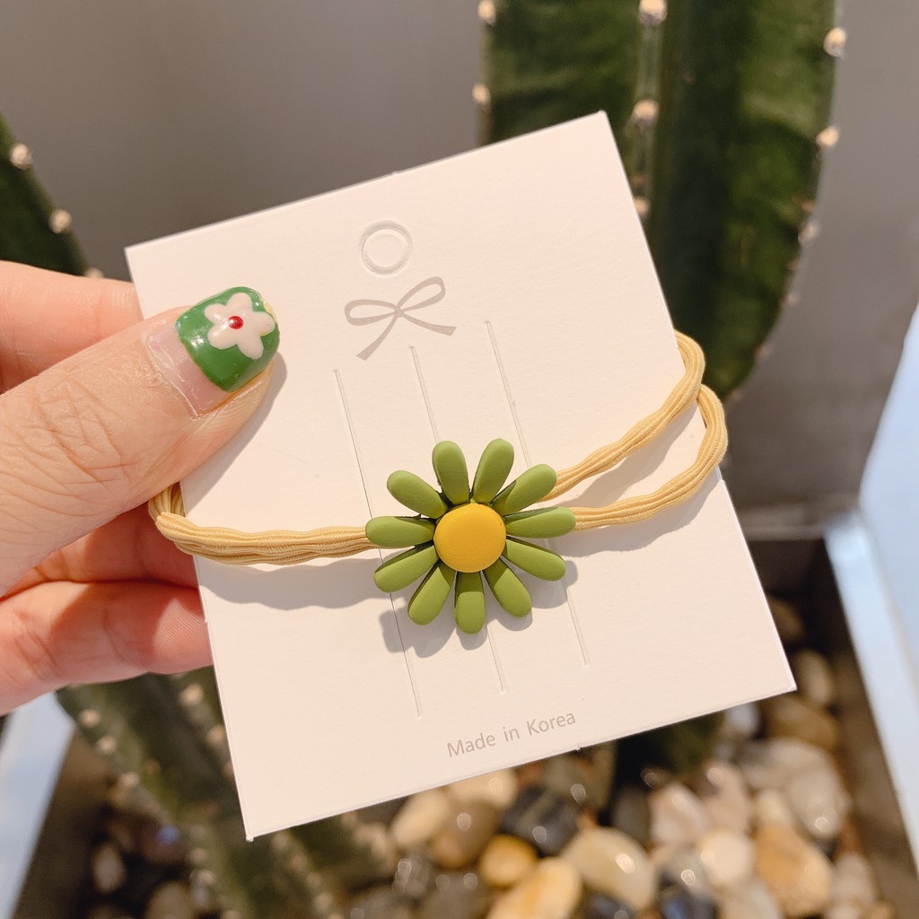 MURMURE.ID | IKAT RAMBUT IMPORT ALA KOREA MOTIF BUNGA DAISY AKSESORIS KARET RAMBUT WANITA  HA054-KUNING