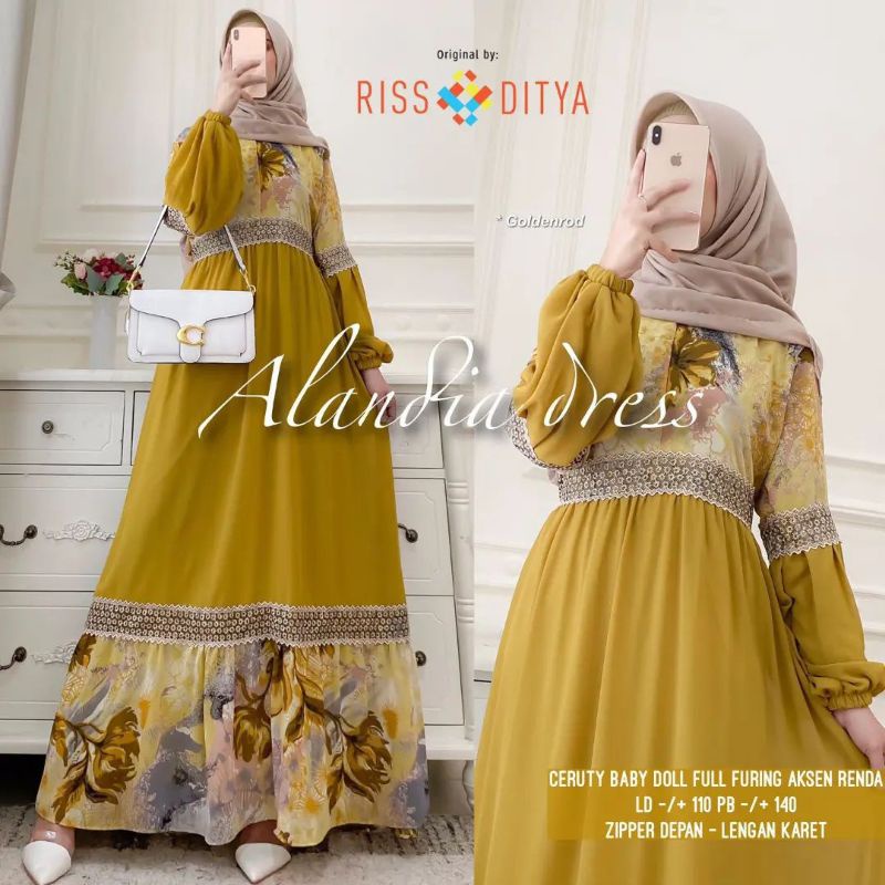 READY STOK ALANDIA DRESS ORI LABEL JASMINE