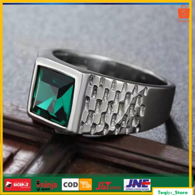 CINCIN PRIA BATU HIJAU 925 | Green Stone Men's Zircon Ring