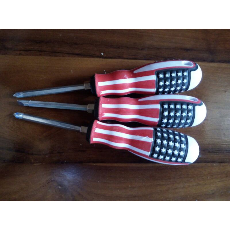 Obeng Plus Minus (2 in 1) Motif Bendera Amerika