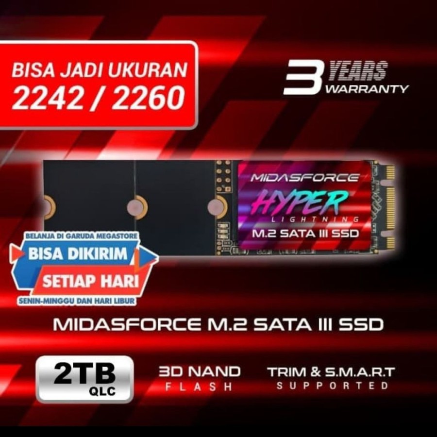 SSD M2 SATA M.2 SATA III 2280 2TB QLC MIDAS FORCE HYPER LIGHTNING