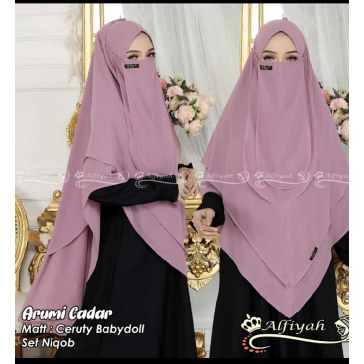 FRENCH HIJAB SYARI JUMBO KHIMAR SIRIA CADAR CERUTI 2 LAYER Set Cadar PREMIUM QUALITY