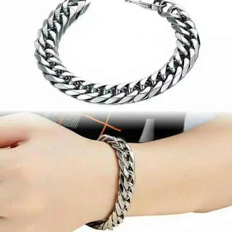 GELANG RANTAI TITANIUM STAINLESS STEEL 316L FASHION PRIA WANITA