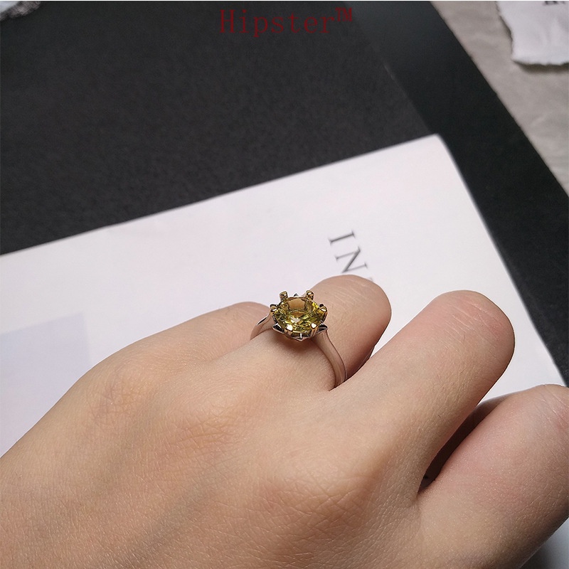 Hot Sale Trendy Same Style Inlaid Full Diamond Yellow Diamond Adjustable Ring