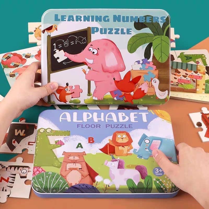learning Alphabeth number floor puzzle puzzle angka huruf learning while playing