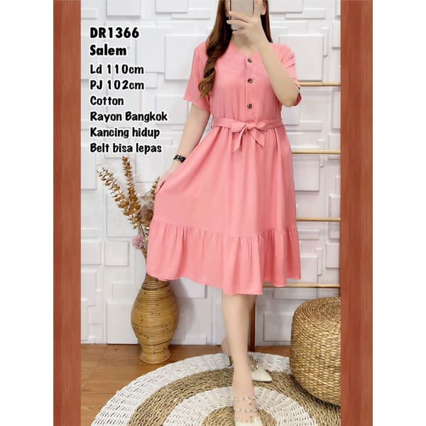 DRESS CANTK KANCING DEPAN BAHAN RAYON FRIENDHLY BUSUI