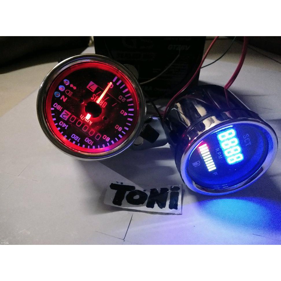 Terlaris Spido Meter Amper Bensin Rpm Kilometer Indikator  Bulat Untuk Rx King Vixion Gl Pro Mio