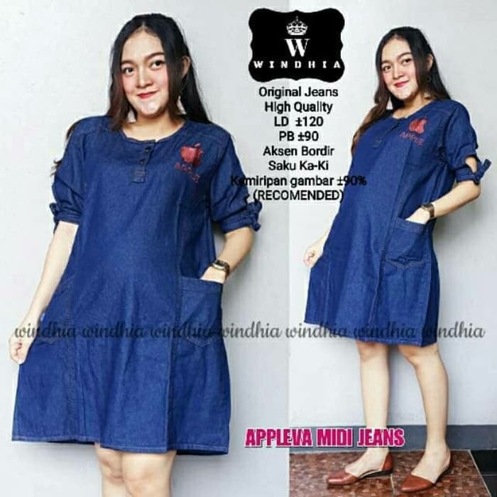 MURAH ATASAN JEANS WANITA blouse stok masih sis klik beli segera kirim - apel mid dress