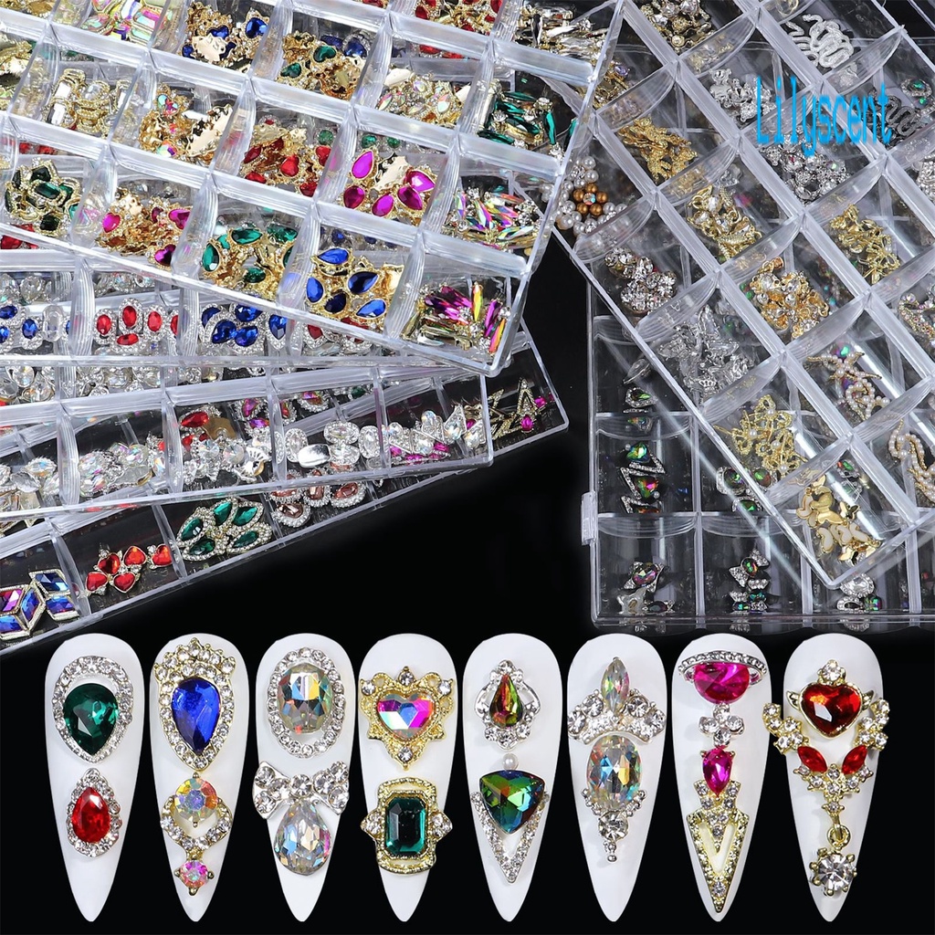 1 Kotak Ornamen Kristal Berlian Imitasi Glitter Bentuk Hati Aneka Warna Serbaguna Untuk Nail Art