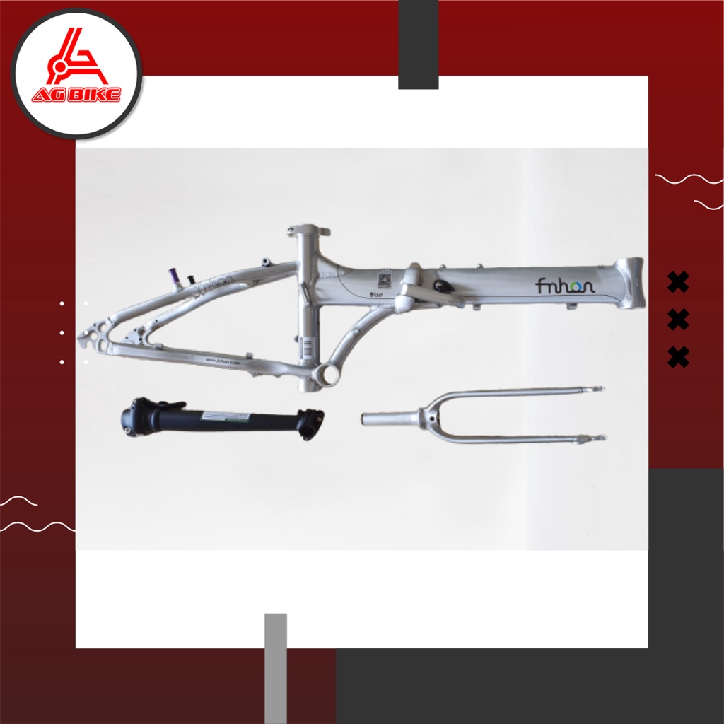 Frame Fork plus Handlepost Fnhon Blast V Brake 20 22 inch Warna Silver Alloy