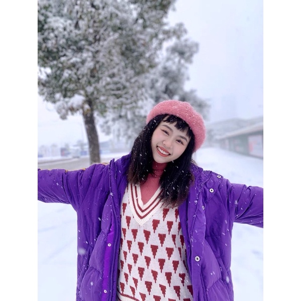 Fur Beret Hat Topi baret pelukis bulu winter wanita import patricia korean style