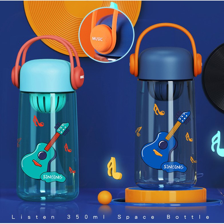 BOTOL MINUM X&W J-2371 LISTEN MUSIC 350ML - Kidzbogor.