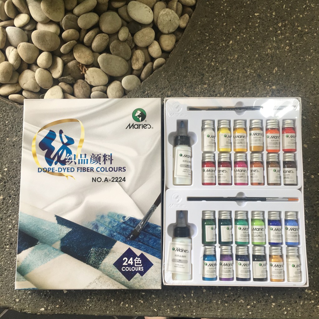 

Maries Fabric Color Paint Set 24 Colors - Cat Lukis Kain Textile Marie's 24 warna Tekstil Leather Textil Custom Baju Denim Tas Sepatu Jaket