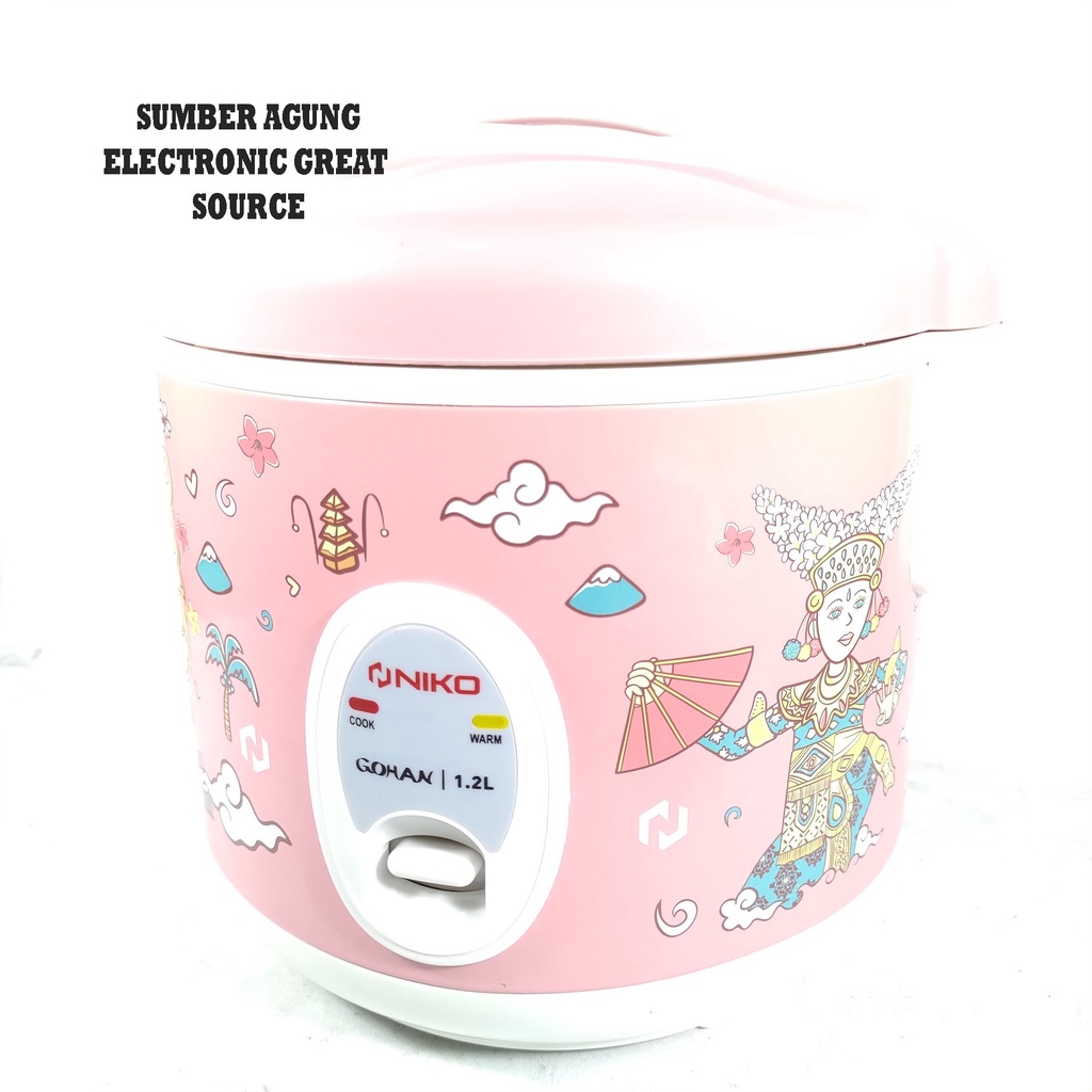 Niko Gohan Rice Cooker Culture 1.2L Pink Jambon Penanank Nasi 3in1