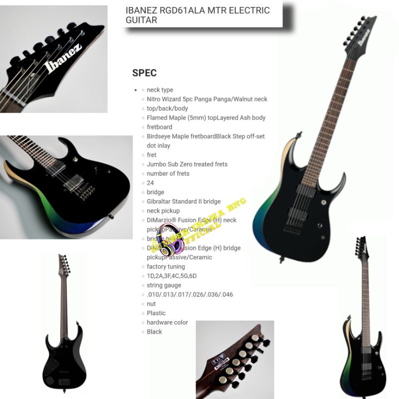 GITAR ELEKTRIK IBANEZ RGD61ALA MTR MIDNIGHT TROPICAL RAINFOREST