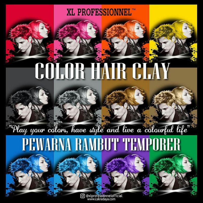 XL PROFESSIONNEL COLOR HAIR CLAY PEWARNA RAMBUT TEMPORER - 25G SACHET