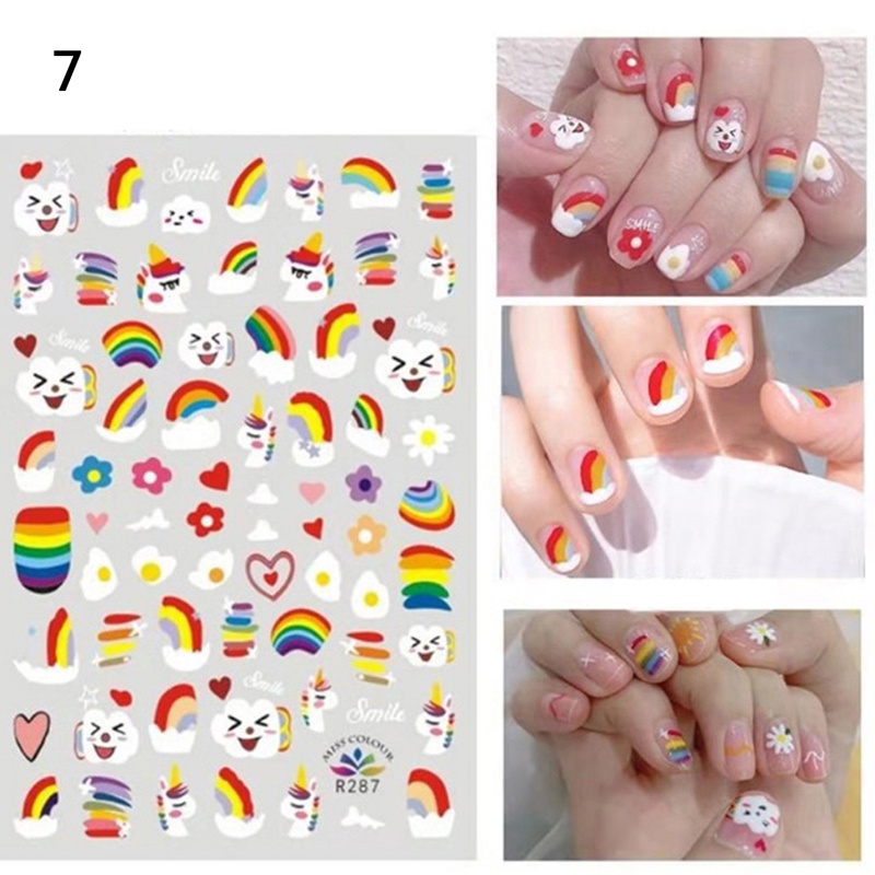 1 Sheet Nail Sticker Avocado Cactus Flower Fruit Paper Applique Manicure Sticker