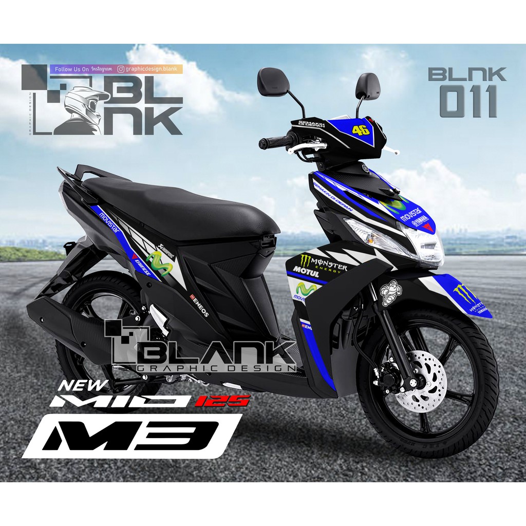 Stiker Decal Motor Mio M3 125 - BLNK-011 Yamaha Blue Racing