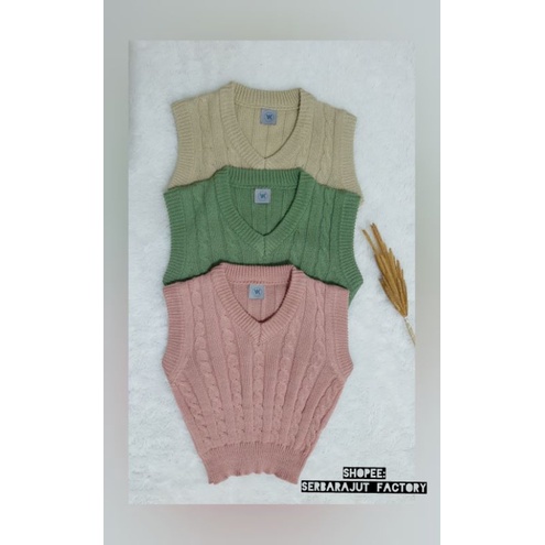 Gevka Vest Cable Kids/Vest Rajut Anak Unisex/Rompi Rajut Anak