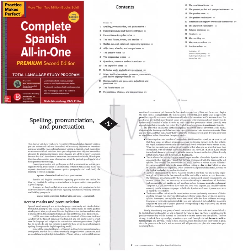 Complete Spanish All-in-One / Basic Spanish / Grammar Intermediate & Advanced / Conversation / Verb Tenses / Vocabulary - Practice Makes Perfect | Buku Bahasa Spanyol-1