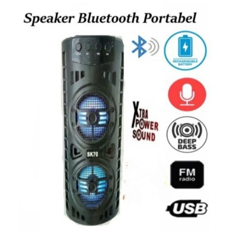 speaker bluetooth sk70 lampu led