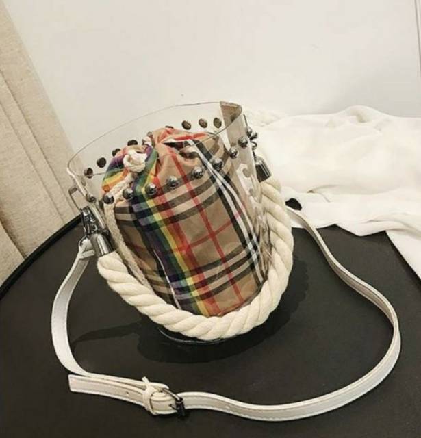 ready cod Tas wanita transparan impor perempuan dua potong pvc selempang handbag promo