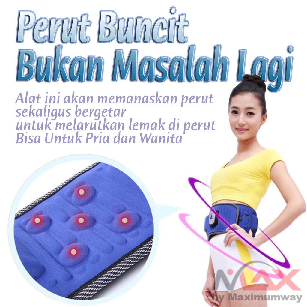 Alat Fitness Sabuk pengecil perut buncit automatic pengecil perut gendut pelangsing perut bergetar dan mengeluarkan panas heat Sabuk Getar Pelangsing Tubuh Heat Function olahraga kaum rebahan tanpa gerak