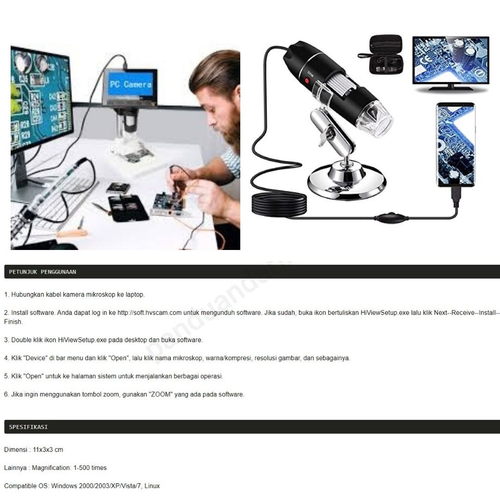 Kamera Digital Microscope Endoscope Magnifier USB Mikroskop 111132