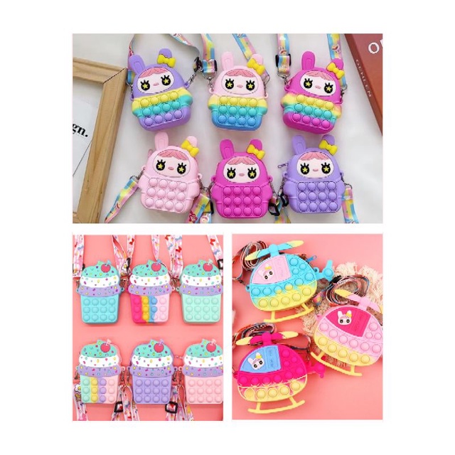 Tas selempang anak , tas pop it , tas bahu , waistbag , tas anak , tas anak perempuan , tas anak cew