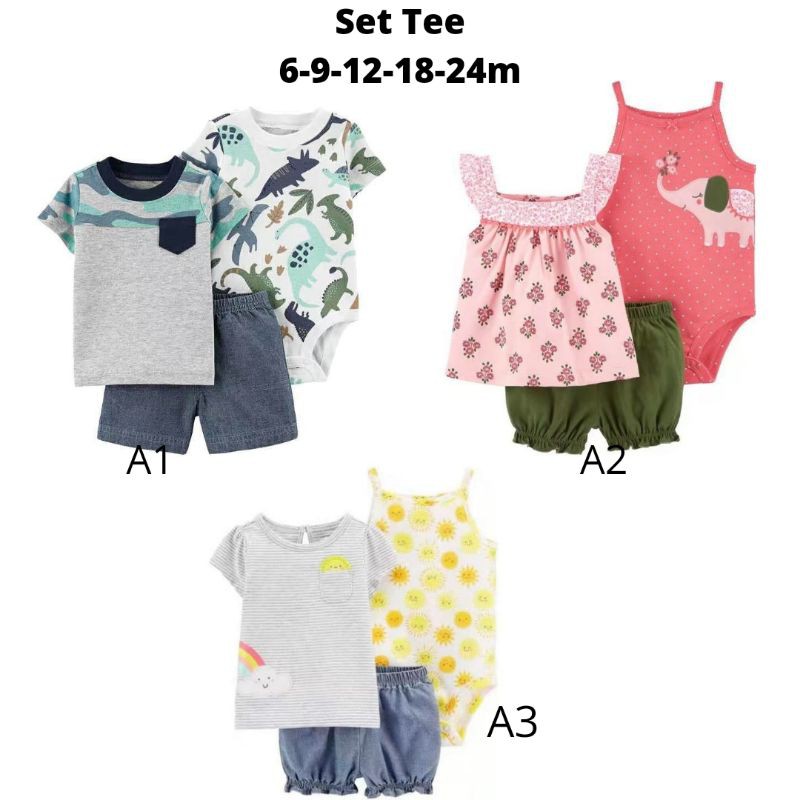 Setelan Baju bayi/ Set 3in1, set Tee 3in1 baby, Baju bayi import