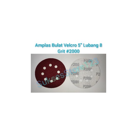 Amplas Bulat 5" 8 Lubang Grit 2000 Tempel Sanding Disc 5inch 5inci 5in Grade #2000