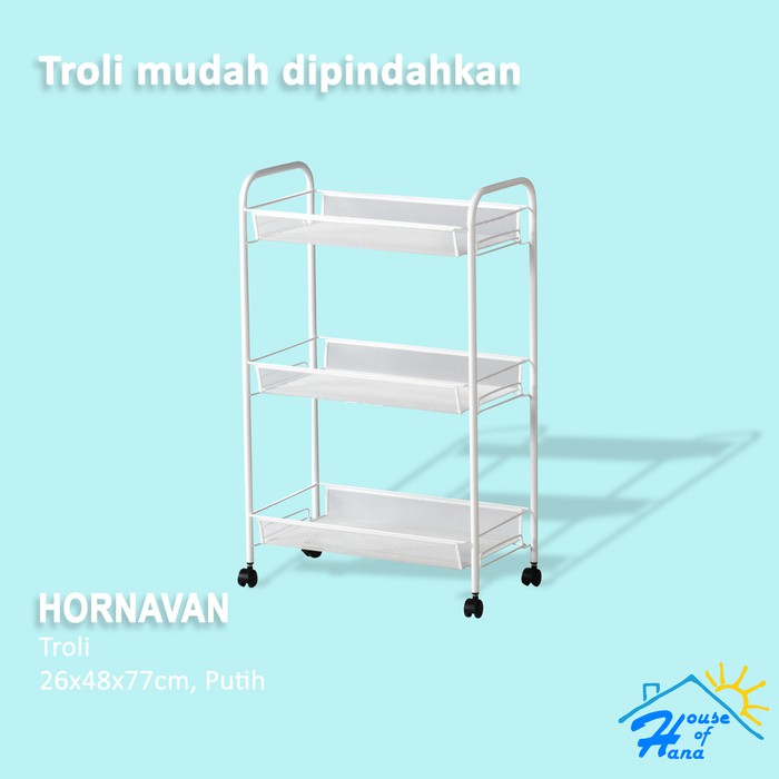 [houseofhana] Hrnvn Troli /  Troli Beroda / Rak Troli / Rak Susun Beroda Putih 26x48x77 Cm