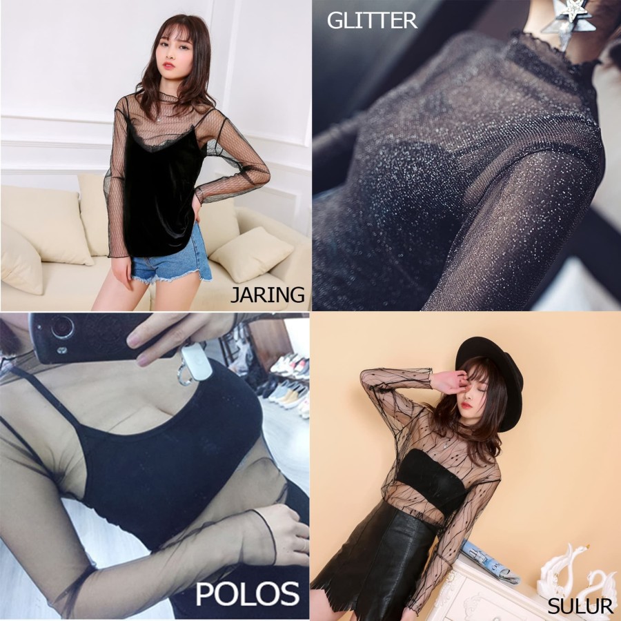 IB blouse atasan transparan wanita mesh shirt sexy baju korea import