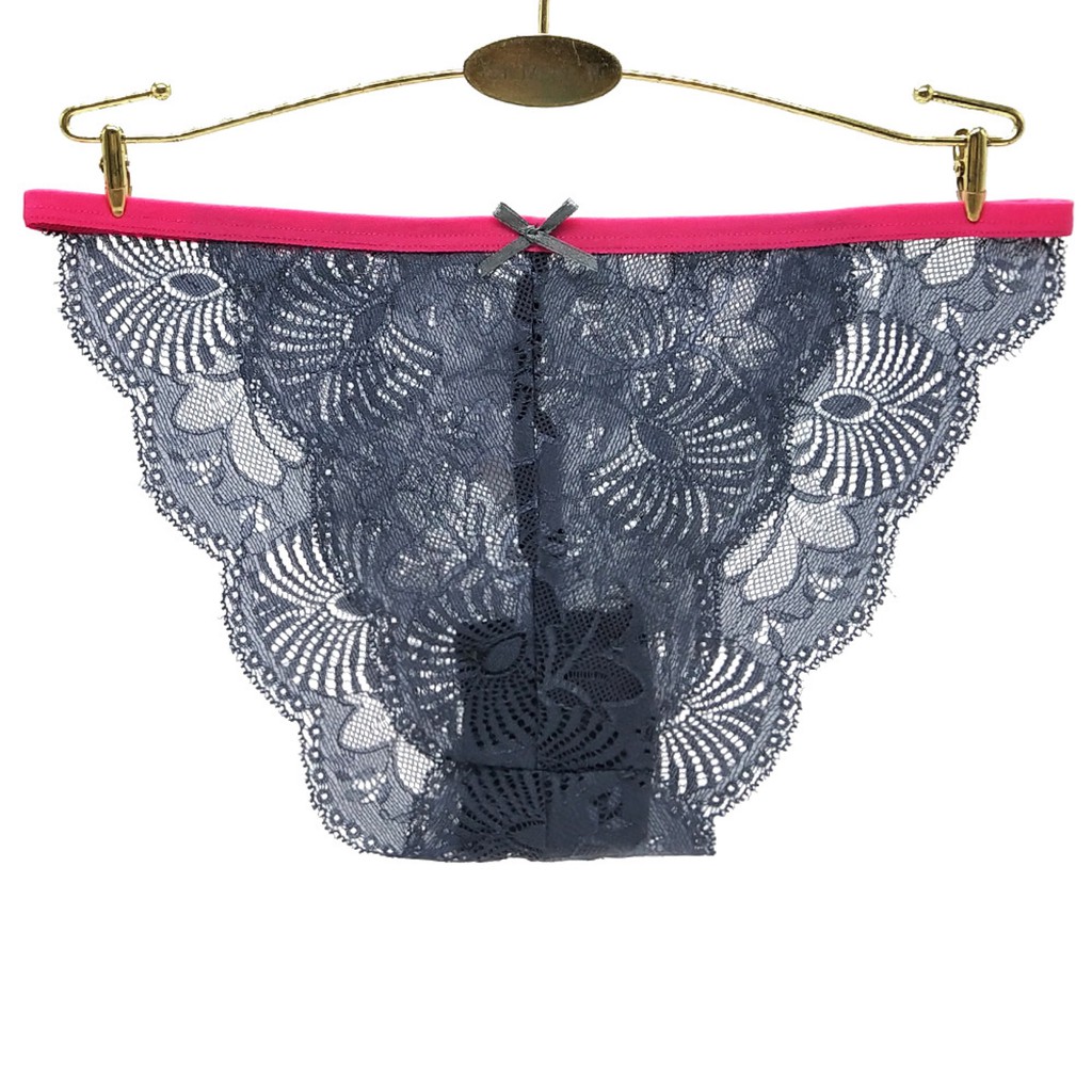 (COD) G-String Sexy Motif Bunga Pita Thong Lace  transparan Celana dalam Wanita C080