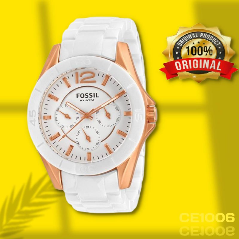 Jam Tangan Wanita Merk Fossil Type CE-1006 Original  Free Box Set