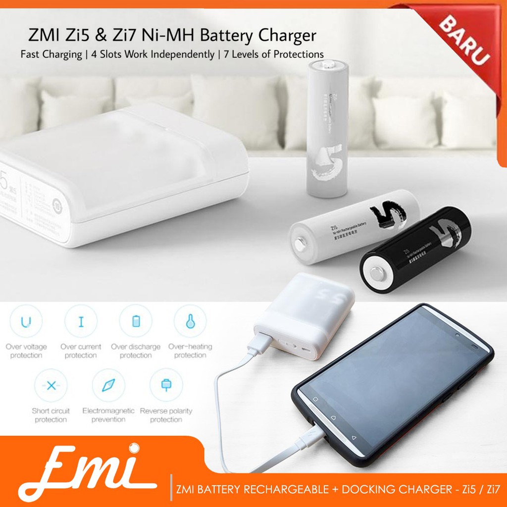 ZMI BATTERY RECHARGEABLE + DOCKING CHARGER - Zi5 / Zi7 Baterai - ZI5 AA