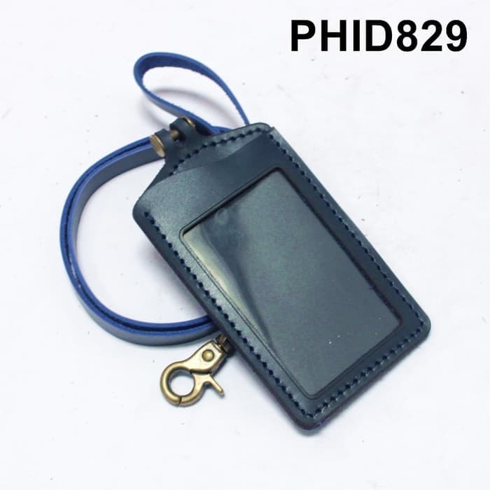 

Gantungan dompet ID card kulit asli warna biru PHID829 tali ID card