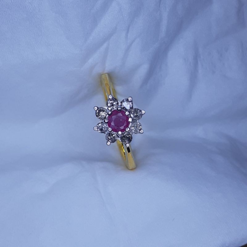 Cincin Perak Wanita Berlian Asli Eropa | Batu Ruby Asli Free Memo